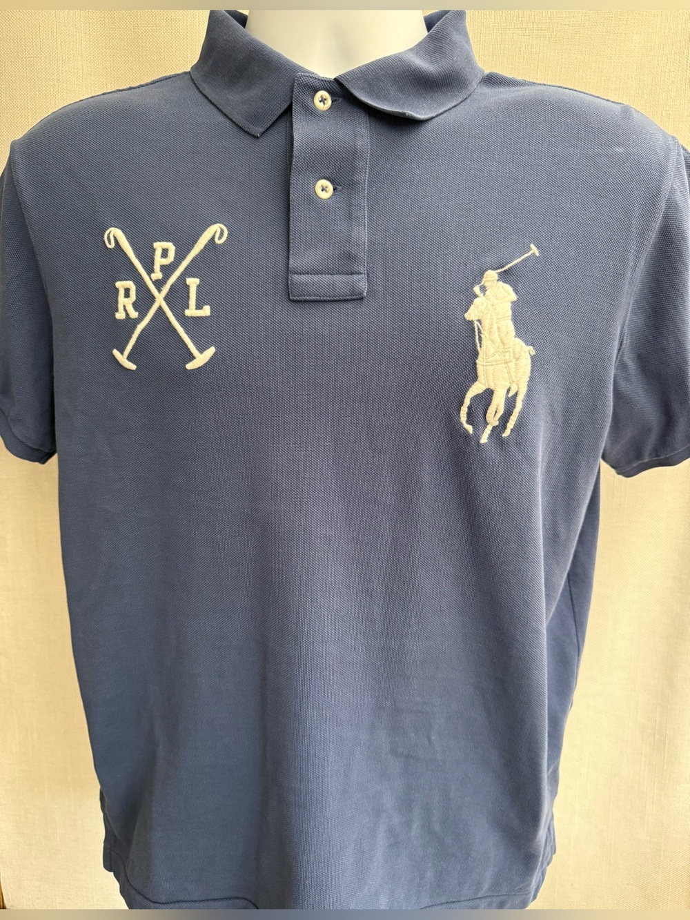 Polo by Ralph Lauren Navy Blue Polo with White Embroidered Logos